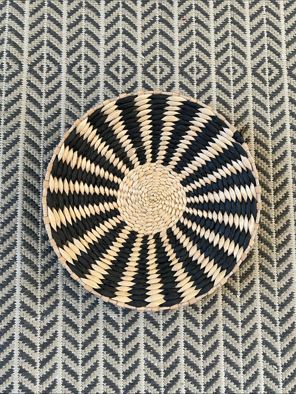 Pair Hand Woven Black & Tan “Wall” Baskets